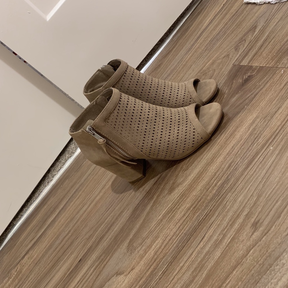 Open Toe Beige Booties